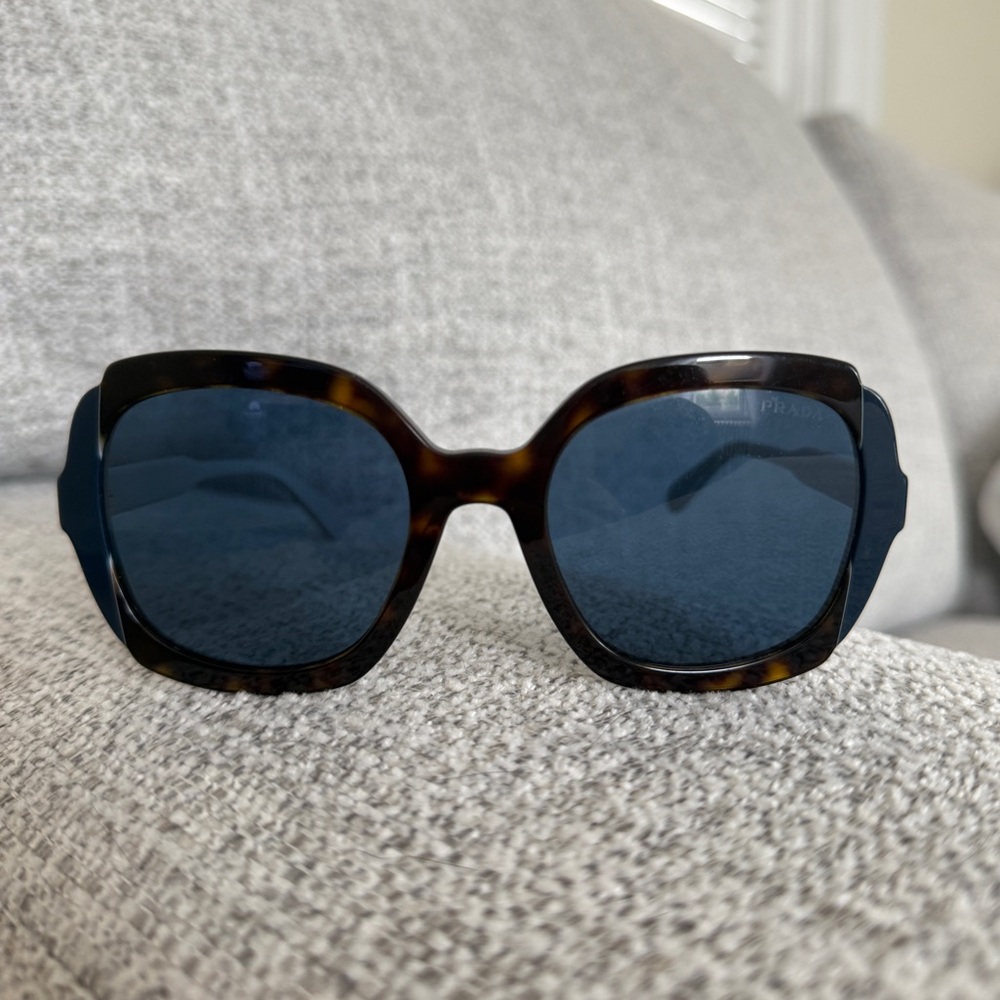 Prada Brown Tortoise and Blue Sunglasses